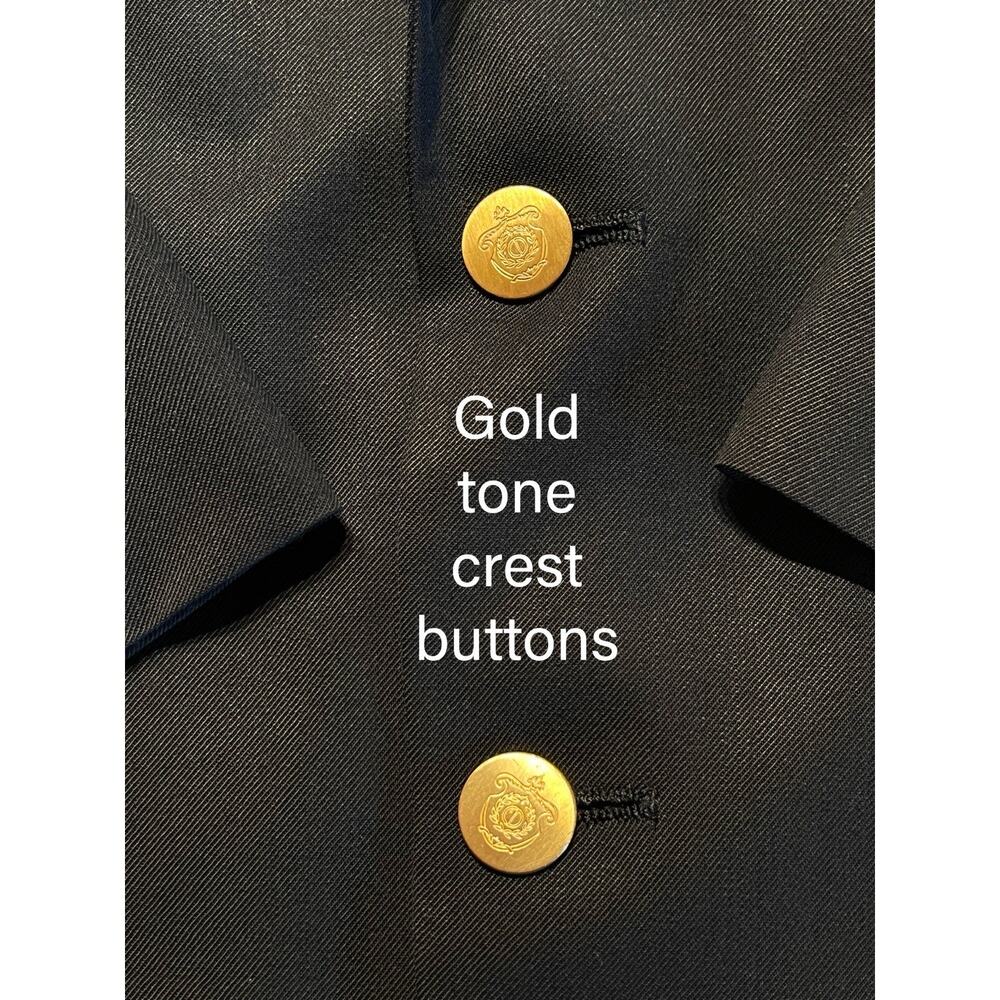 Vtg Christian Dior Monsieur 44R Black Gold Tone Buttons Designer Blazer - Picture 8 of 16